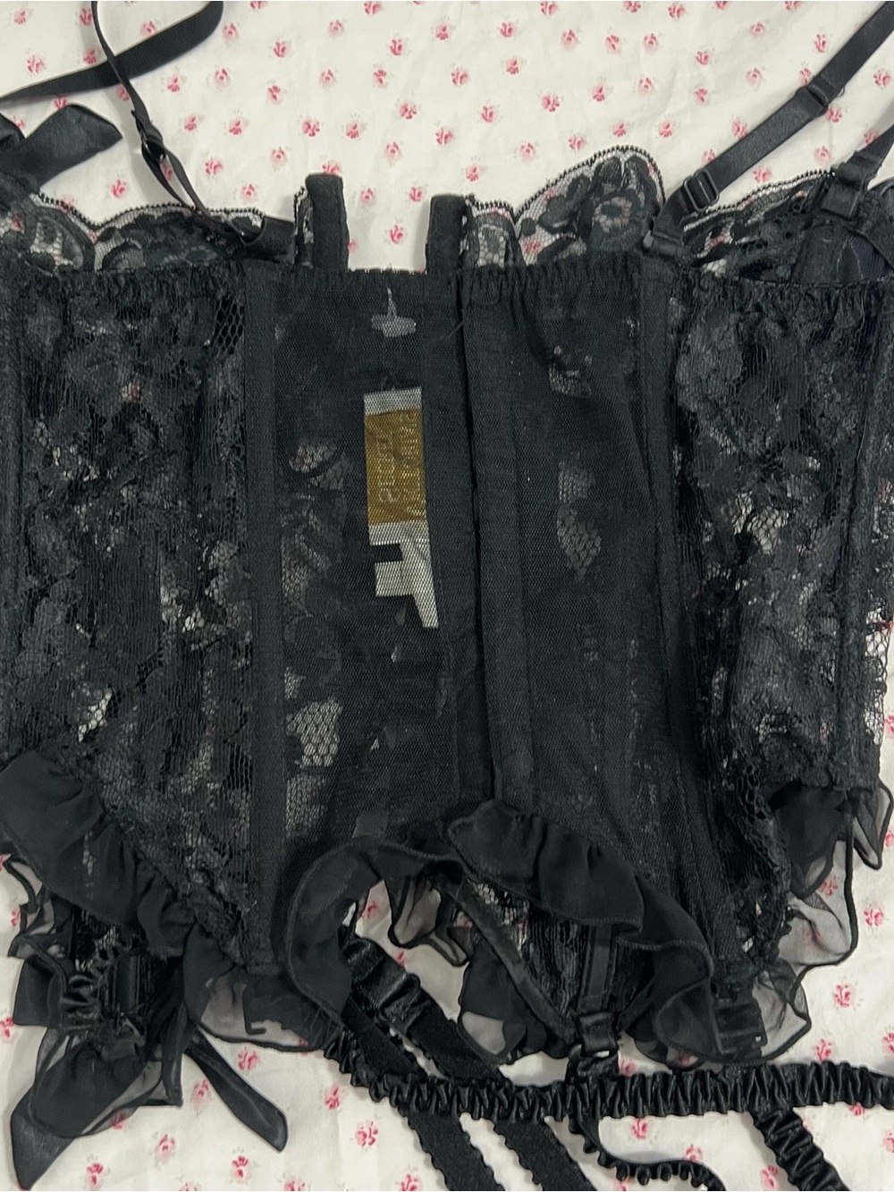 Vintage Victoria's Secret Black Lace Bustier Corset 32B - Picture 4 of 5
